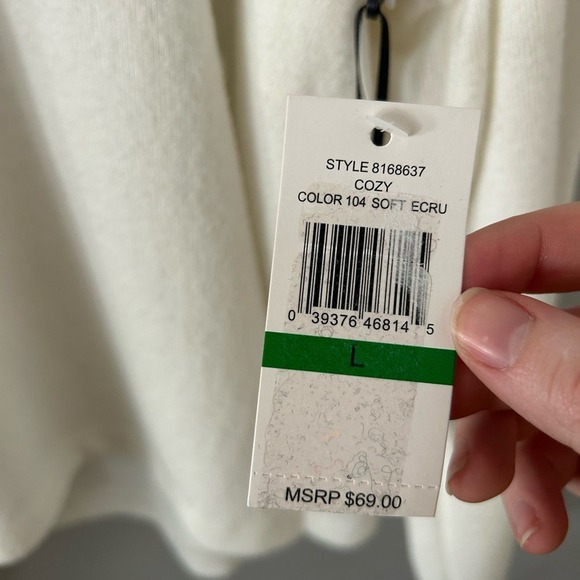 NWT 1.State Ecru/Off White Fold Over Off The Shoulder Sweater Size Large - Picture 6 of 8
